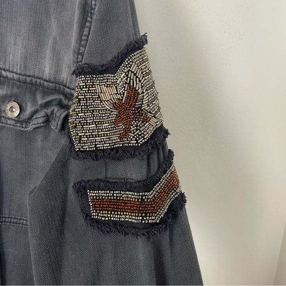 {SOLD} FREE PEOPLE Embellished Military Jacket Women’s Medium Black - Picture 5 of 8